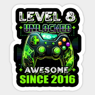 8th Birthday Gamer 8 Year Old Funny Bday Boy Eight Son Sticker